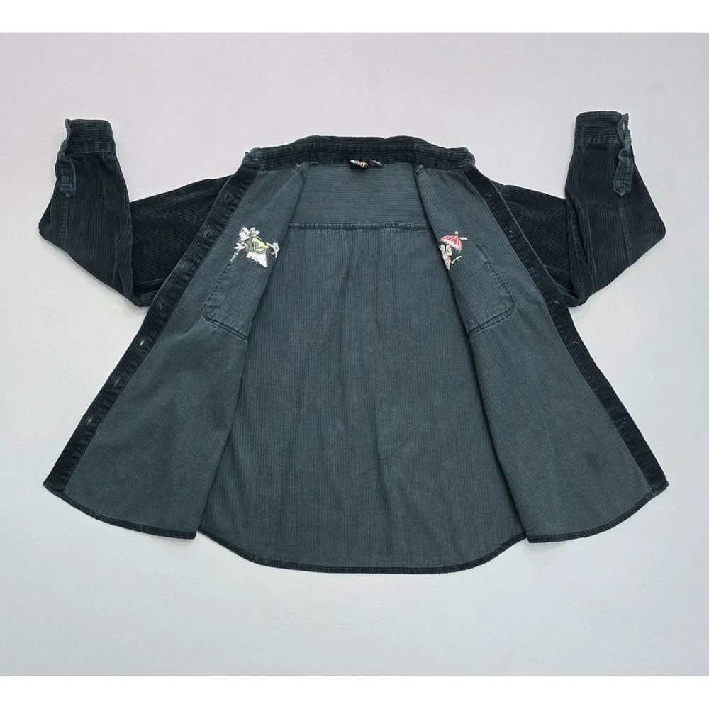 Vintage Mickey Unlimited Corduroy Shirt Mickey Goofy Embroidery Green Large
